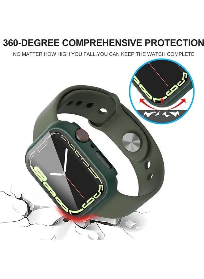 جراب ساعة أبل من السلسلة 11 و10 مقاس 42 مم مع واقي شاشة من فيلم مقوى، غطاء حماية كامل من البولي كربونات الصلب، غطاء شاشة عالي الدقة حساس للمس (42 مم، أخضر) - Image 2